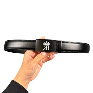Kings Barber Mens Black Ratchet Belt Automatic Buckle Crown 1250mm Adjustable
